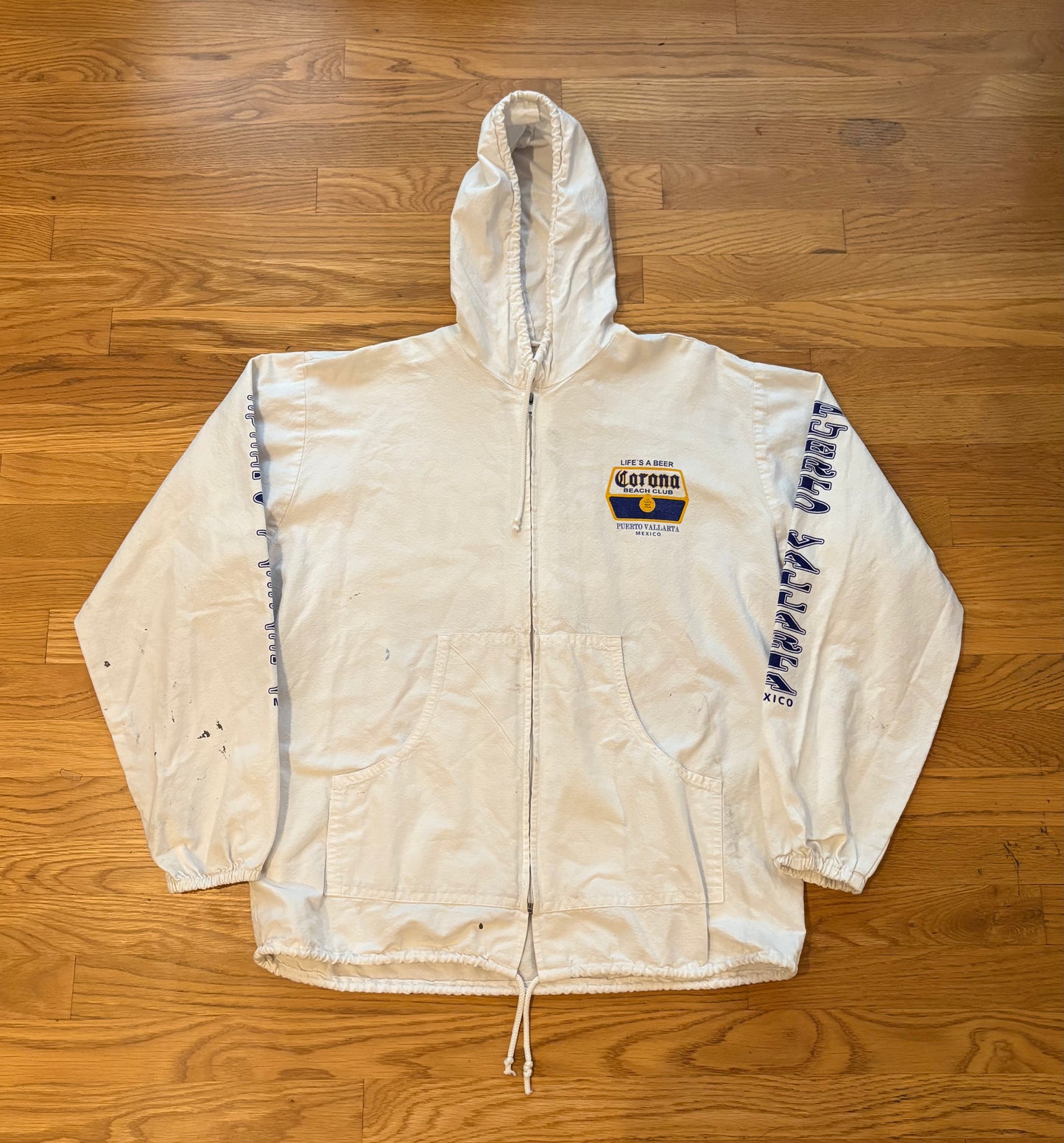 Vintage Corona Beach Club Zip Hoodie – Size L (Puerto Vallarta, Mexico)