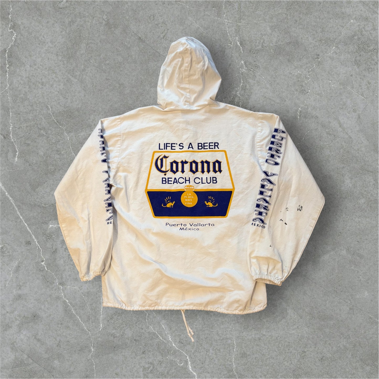 Vintage Corona Beach Club Zip Hoodie – Size L (Puerto Vallarta, Mexico)